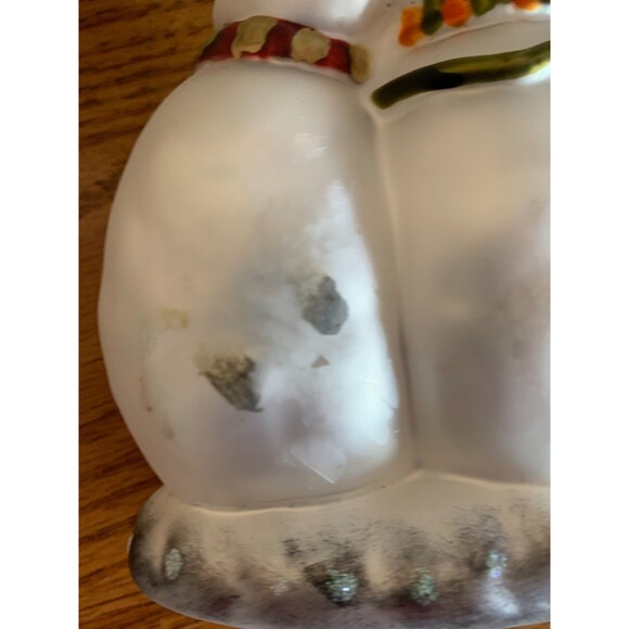 VTG 90s Primitive Snowman Couple Blown Glass Hand Painted Ornament w Box Xmas - Picture 13 of 16
